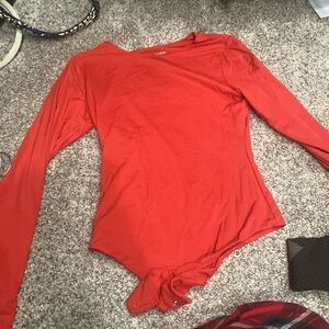 Tight stretchy body suit red.